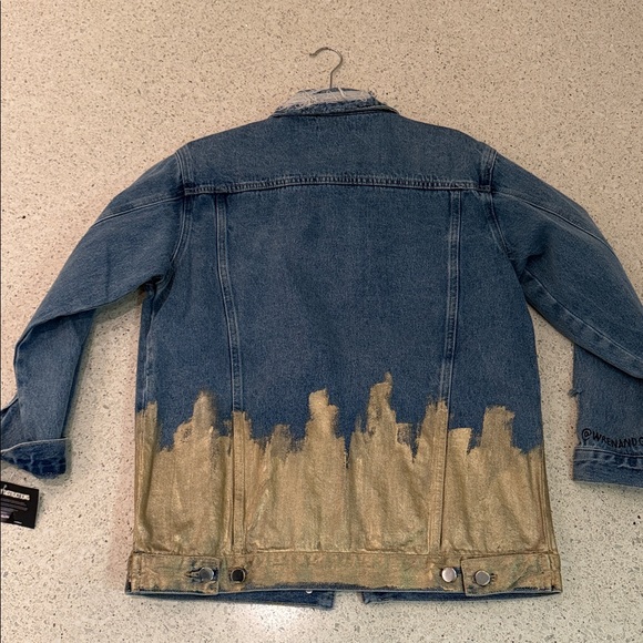 Denim and Gold Women's Jacket - Picture 5 of 6